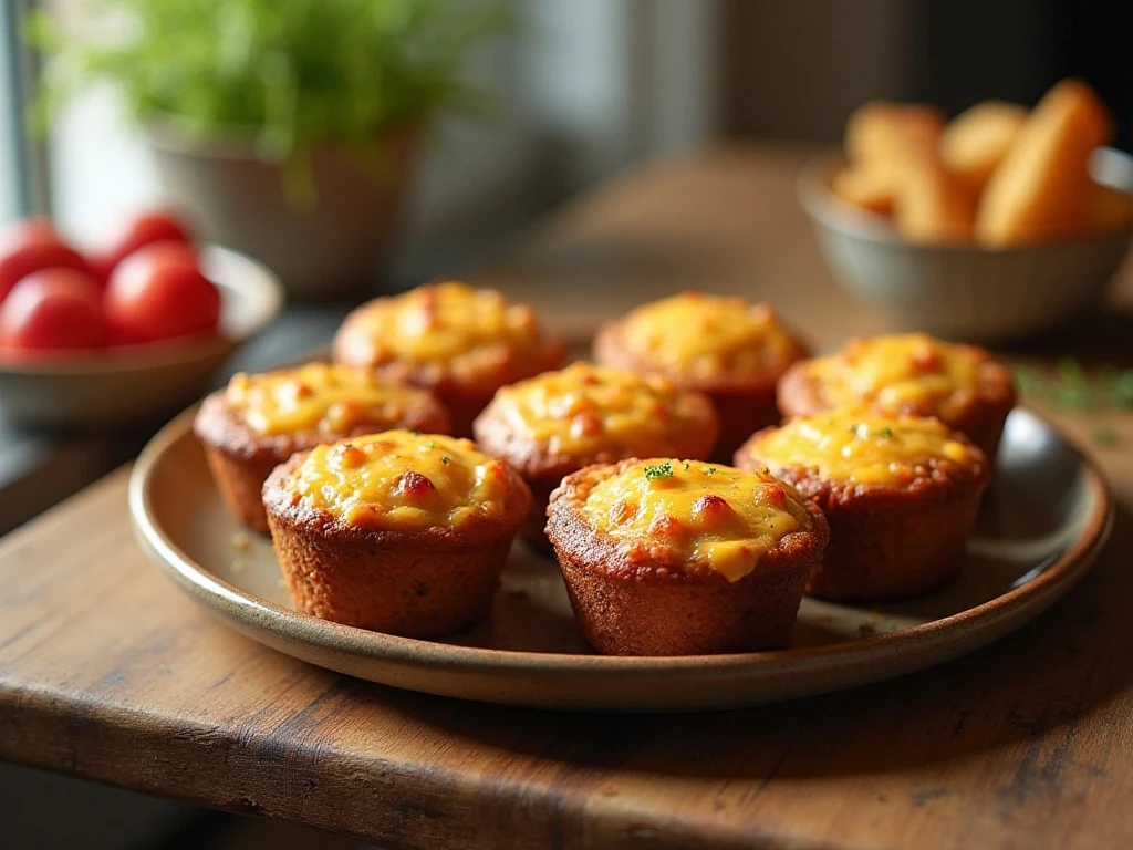 Barbecue cheddar meatloaf muffins served as individual breakfast portions
