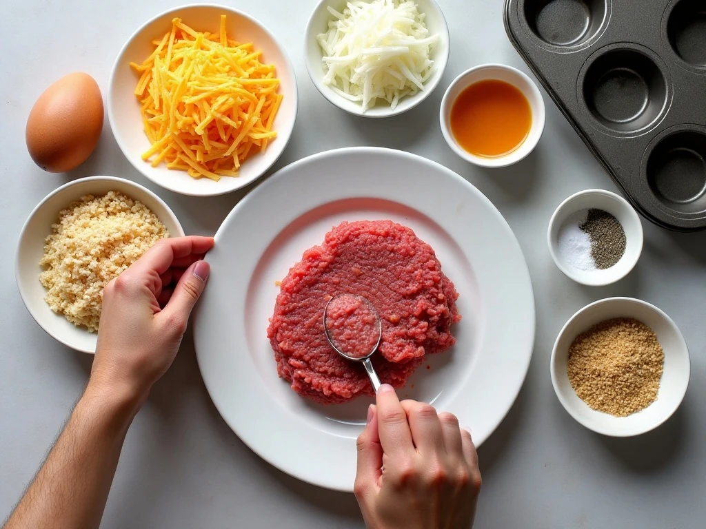 Ingredients for easy barbecue cheddar meatloaf muffins