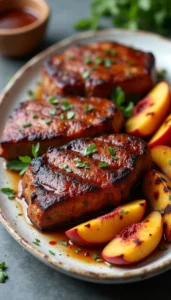 Barbecue Pork Steak With Peaches and Honey, Made Easy