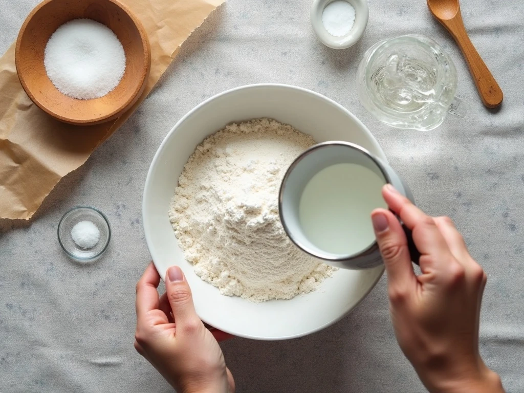Ingredients for no-knead Dutch oven bread