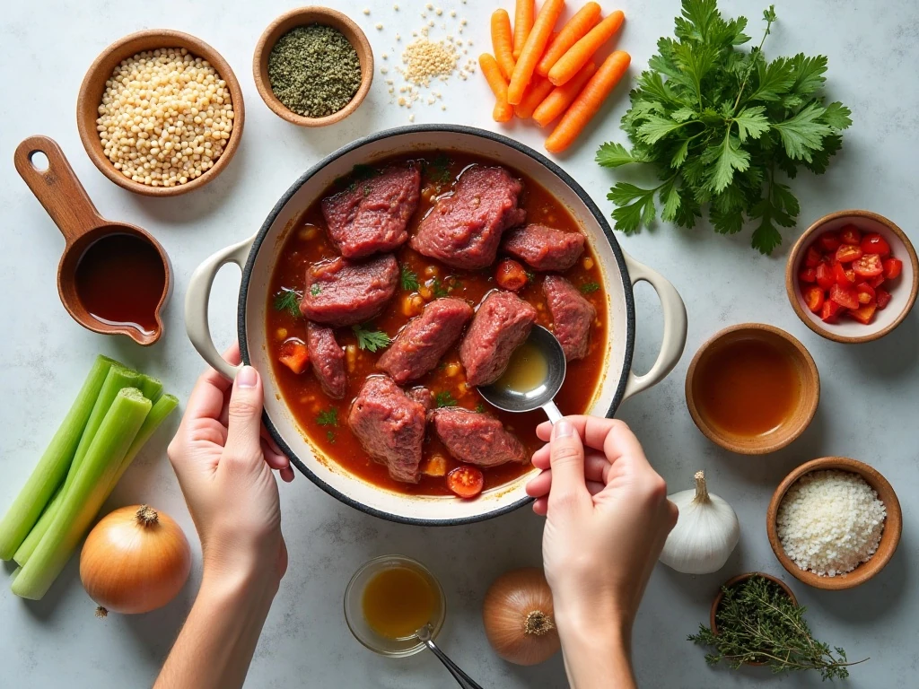 Ingredients for easy crock pot beef barley soup