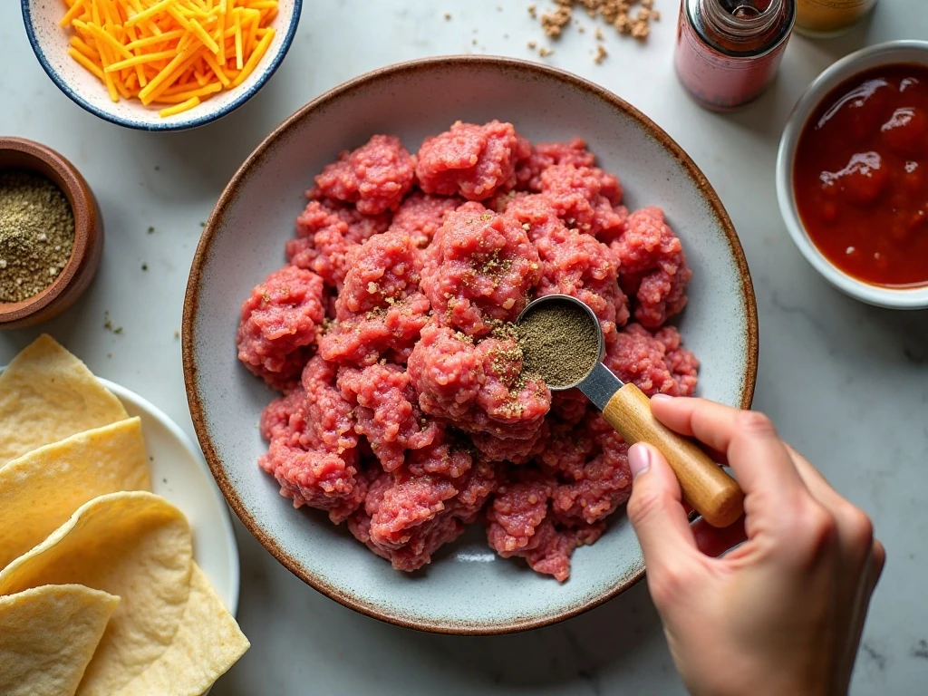 Ingredients for easy muffin tin beef taco cups