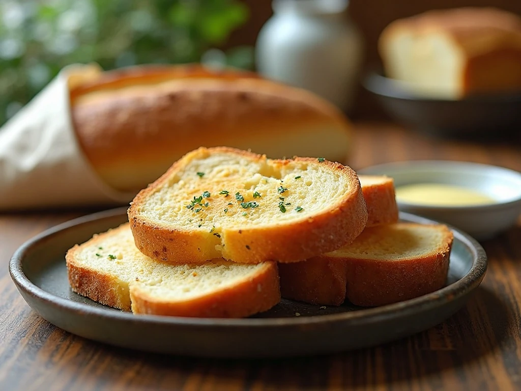 Toasted beer bread slices ready for serving and storage