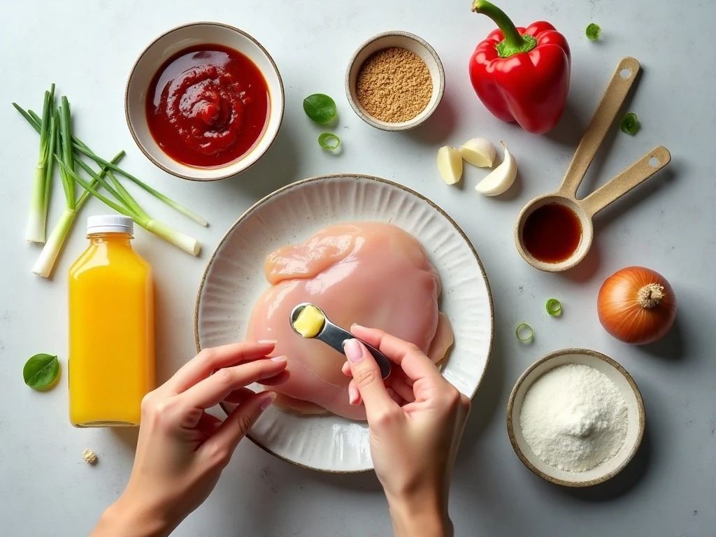 Ingredients for baked Hawaiian chicken sauce and chicken