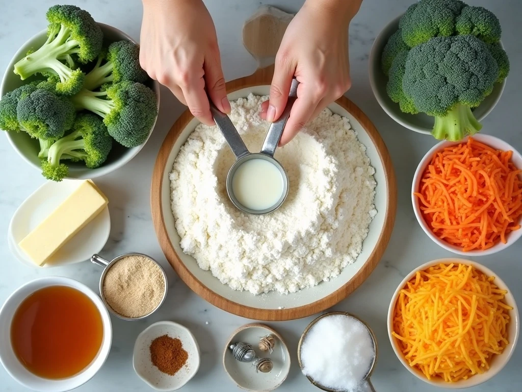 Ingredients for homemade broccoli cheese soup