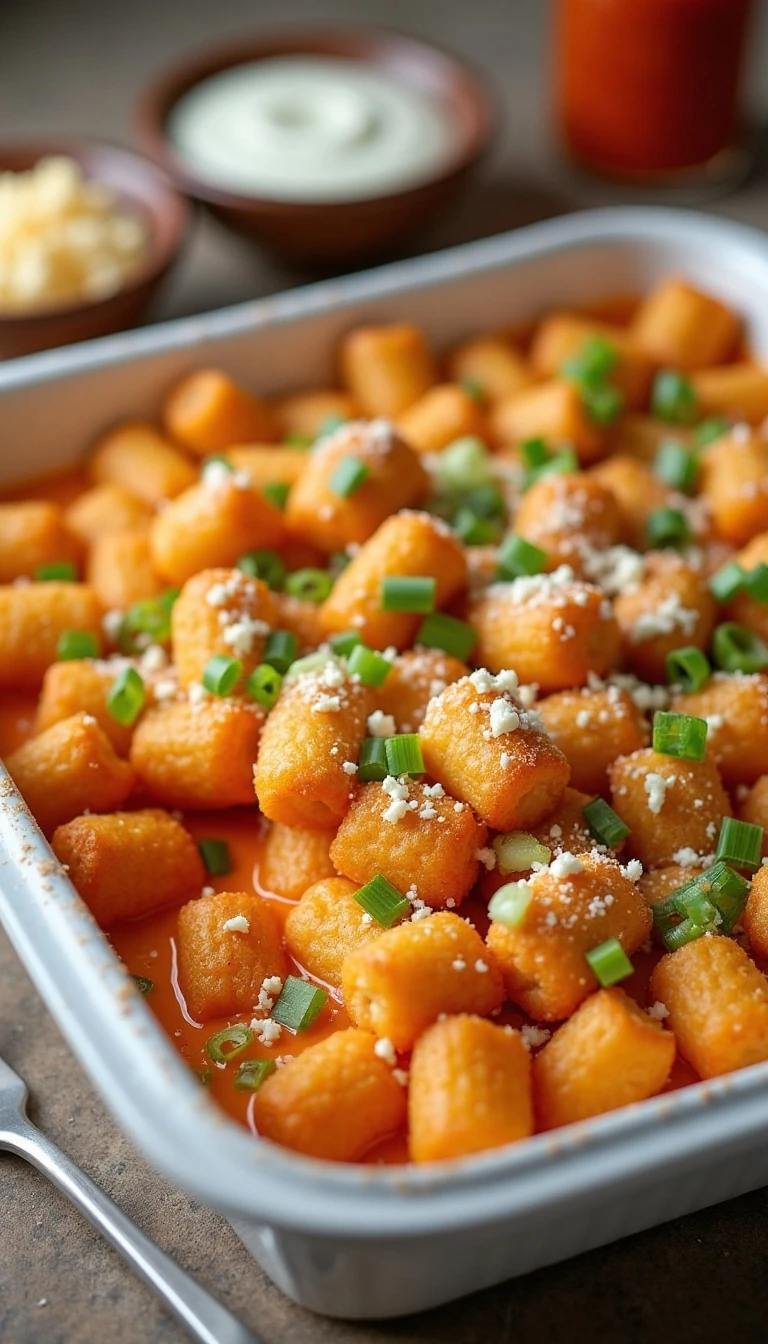 Easy Buffalo Chicken Tater Tot Casserole Recipe