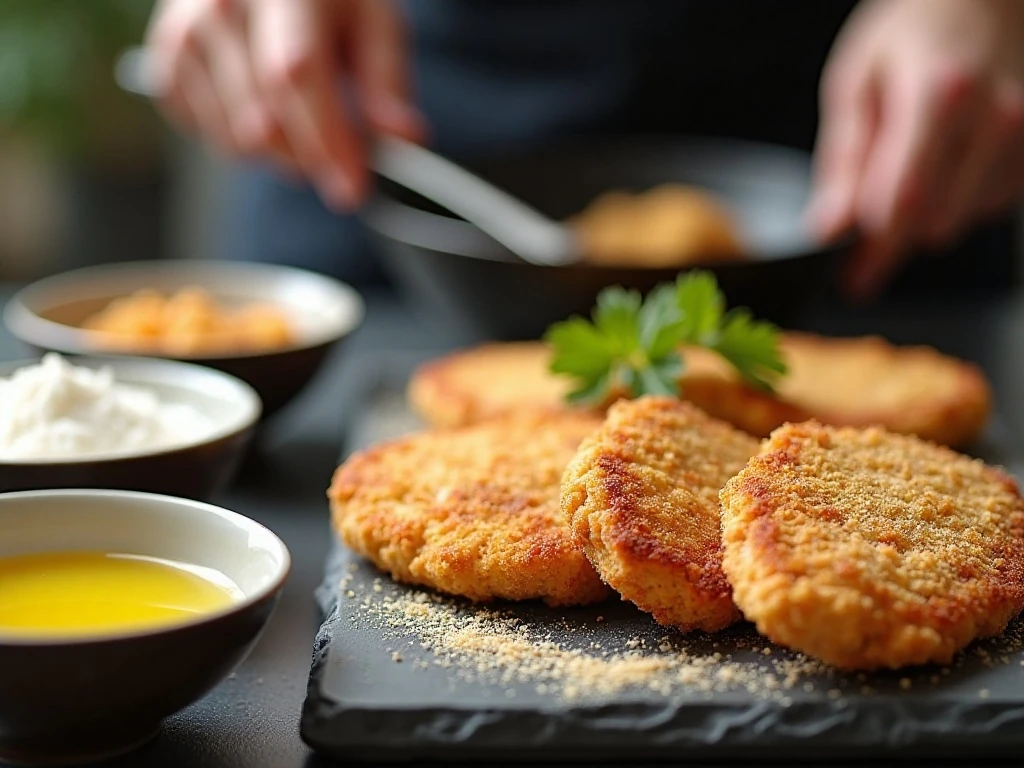 Breading chicken cutlets for chicken Parmesan