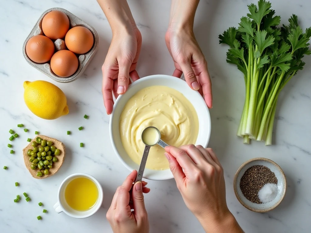 Ingredients for homemade creamy egg salad