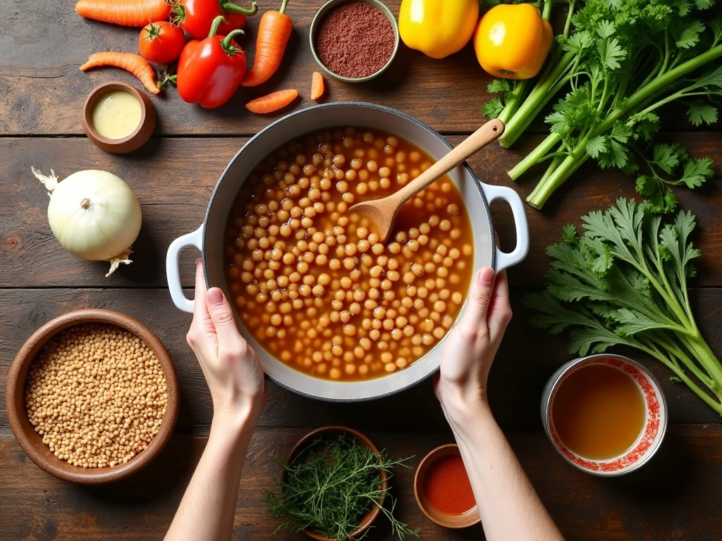 Ingredients for homemade black eyed pea soup
