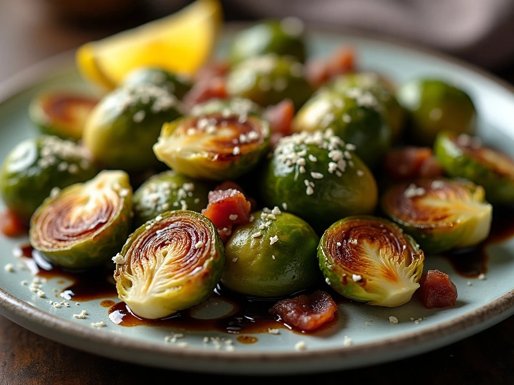Roasted Brussels sprouts with Parmesan and balsamic glaze