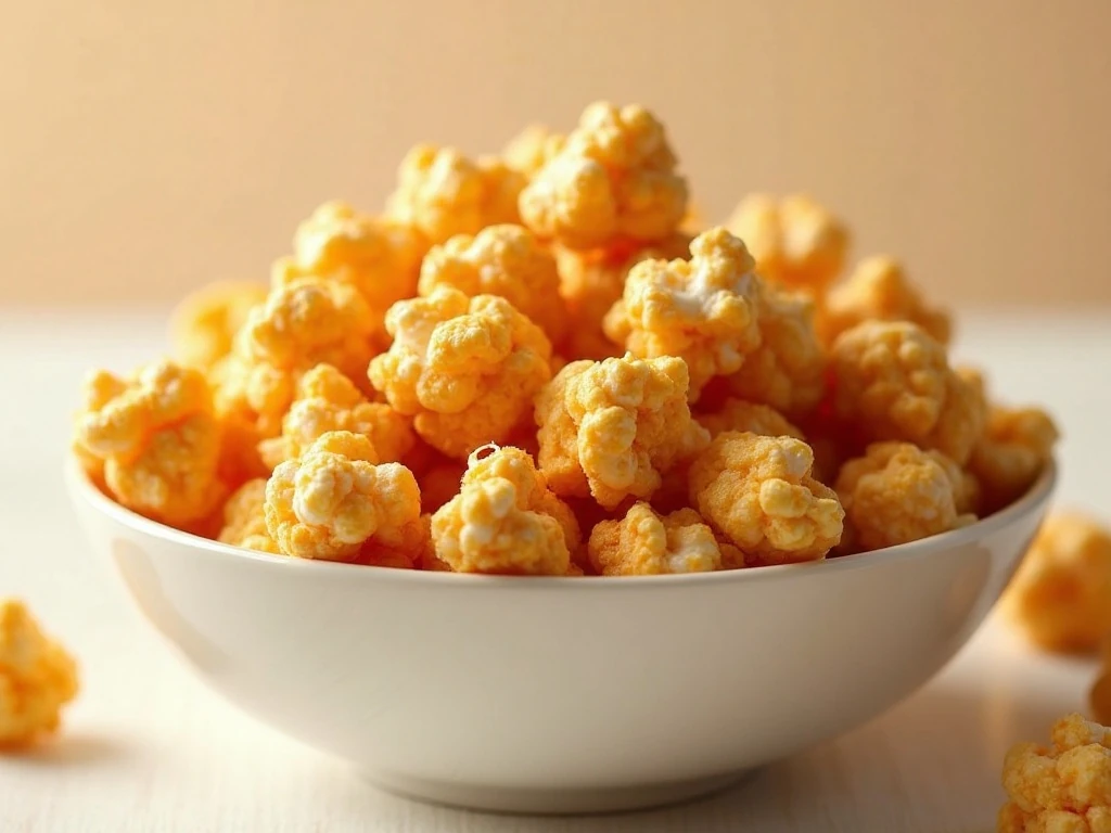 Bowl of golden homemade caramel corn