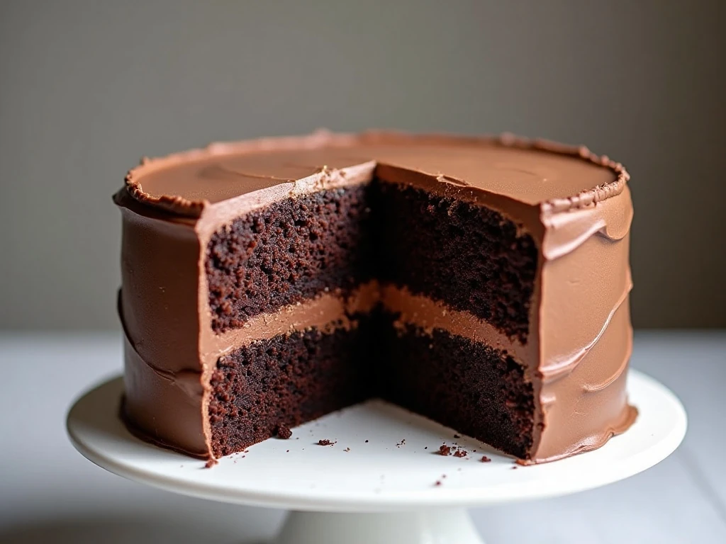 Two-layer chocolate cake with rich chocolate buttercream