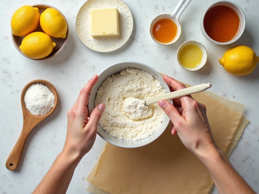 Ingredients for a classic 1960s-style lemon drizzle cake