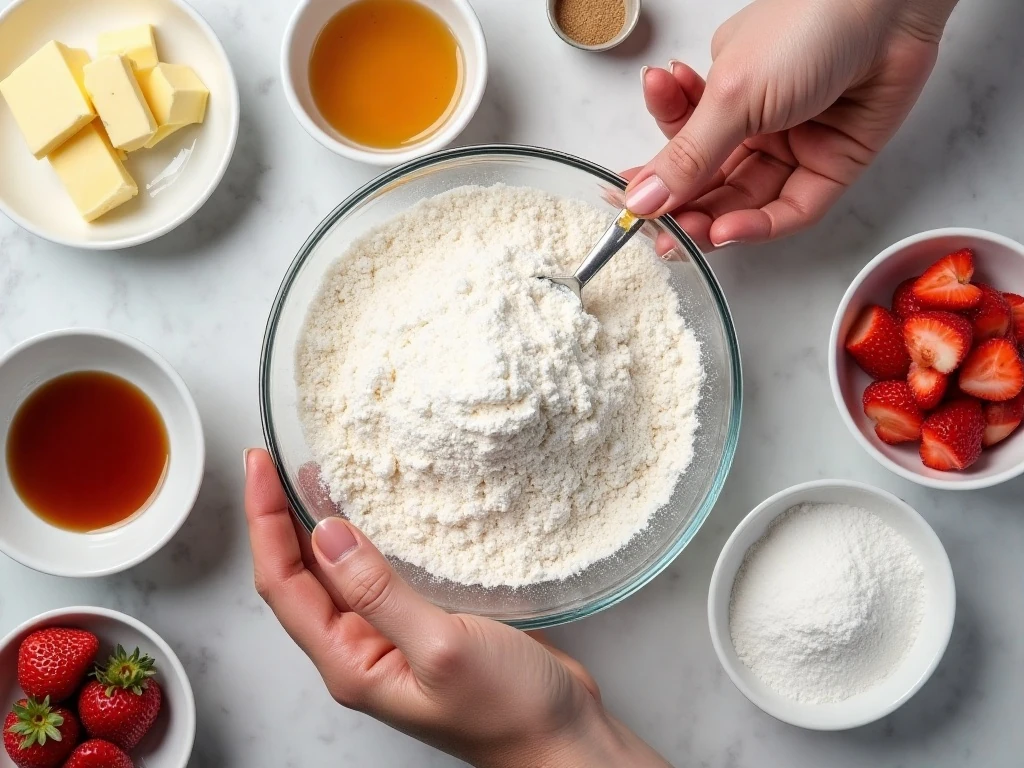 Ingredients for homemade strawberry scones