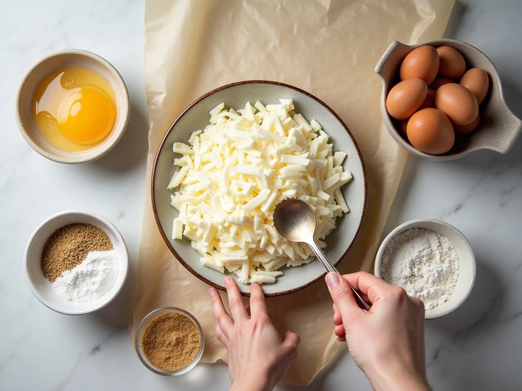 Measured ingredients for keto Fathead Dough Bread Buns