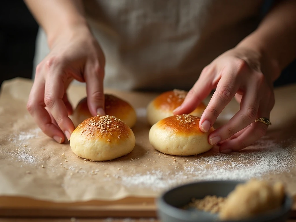 Shaping Fathead dough into six even bun portions