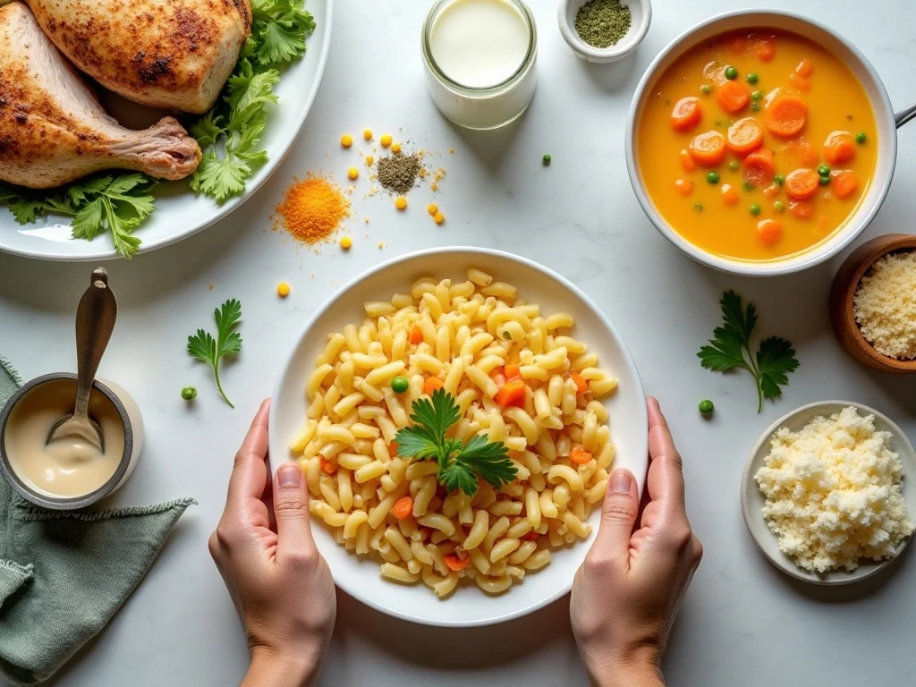 Ingredients for leftover turkey noodle casserole