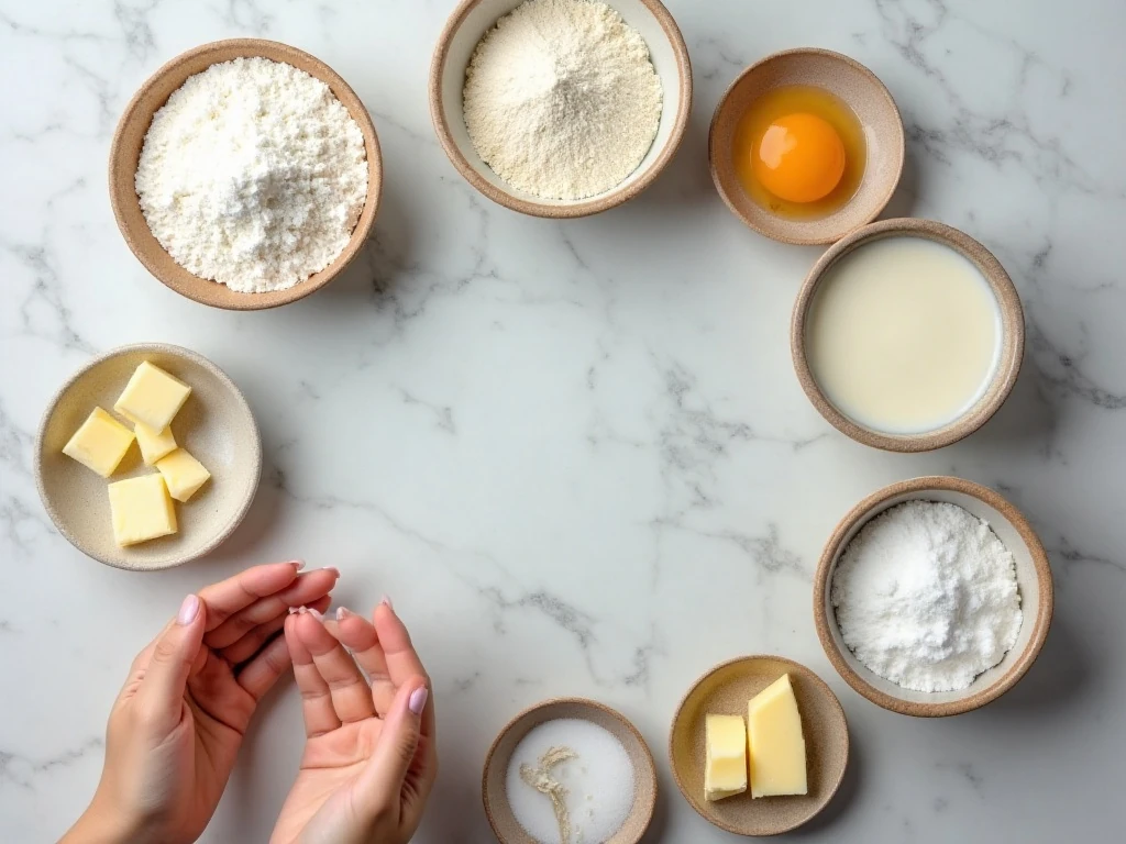 Ingredients for cream scones and vanilla bean glaze