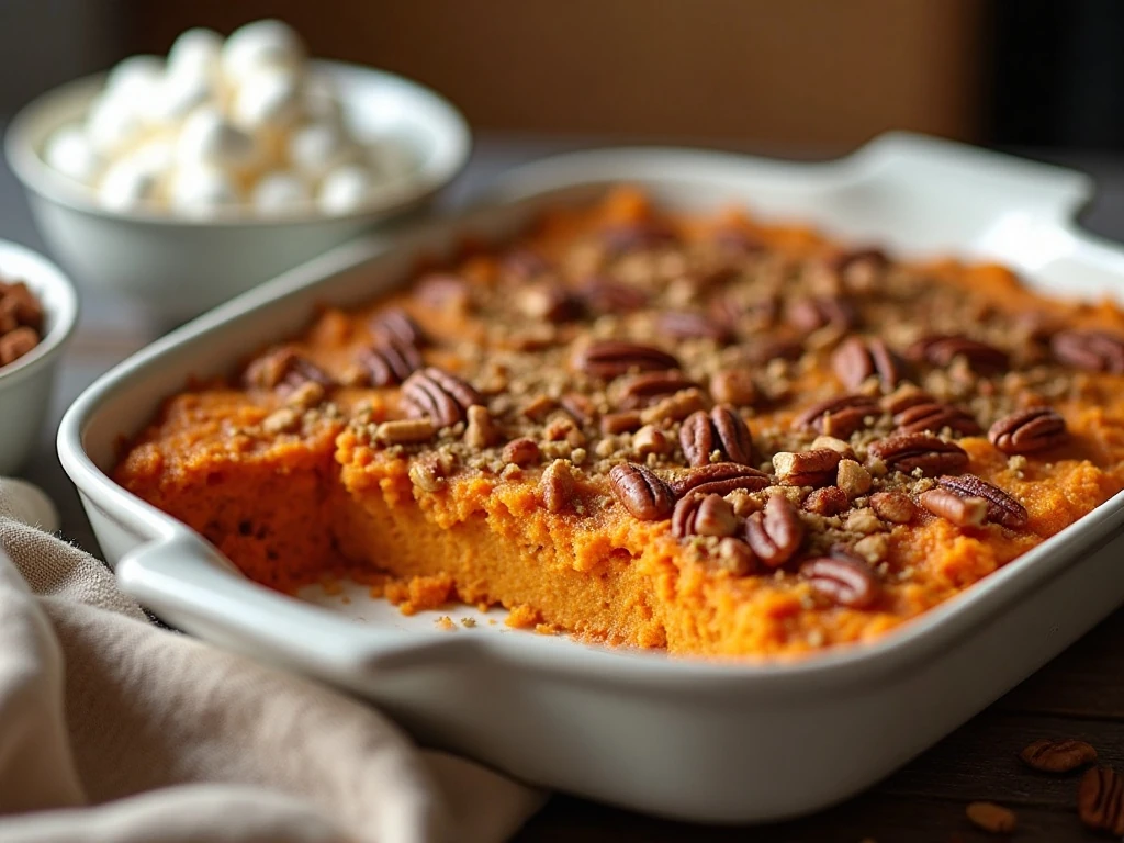 Make-ahead sweet potato casserole ready for baking