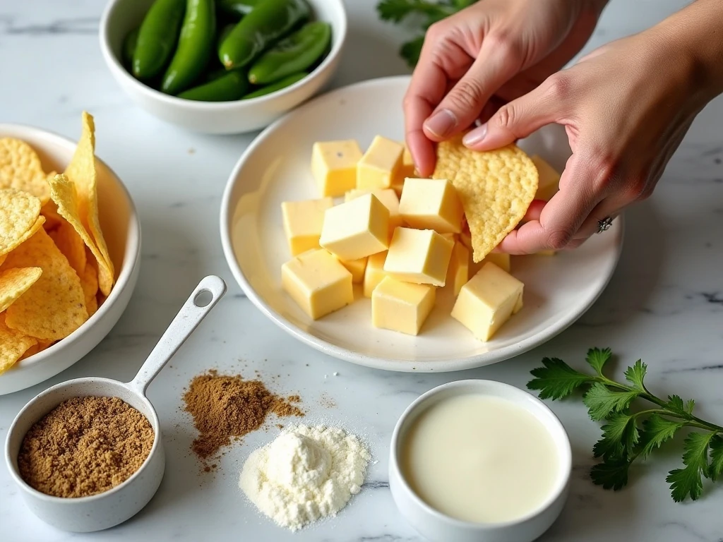 Ingredients for quick white queso dip