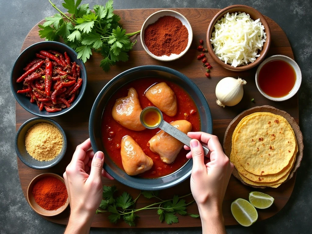 Ingredients for easy chicken birria tacos and consommé