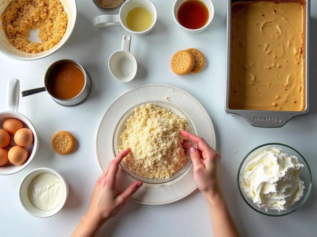 Ingredients for an easy Lotus Biscoff poke cake