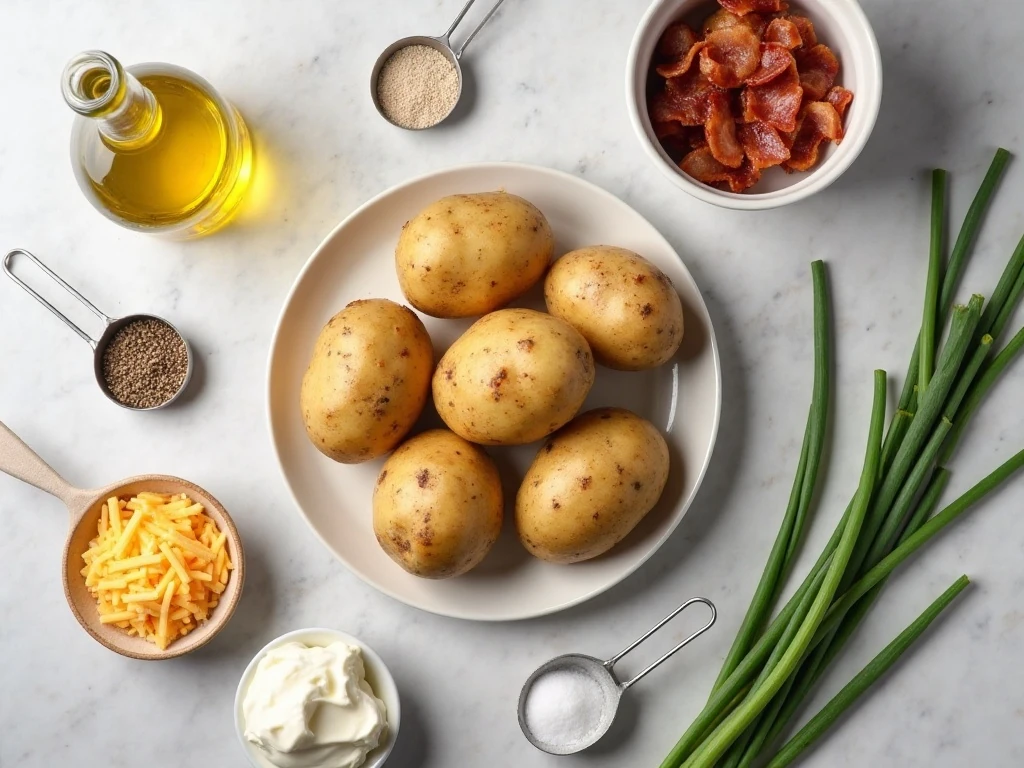 Ingredients for air fryer blooming baked potatoes