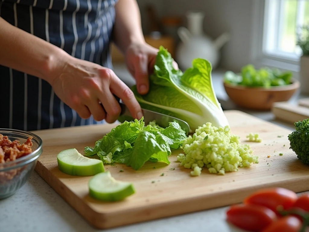Drying and chopping romaine for a crisp BLT salad