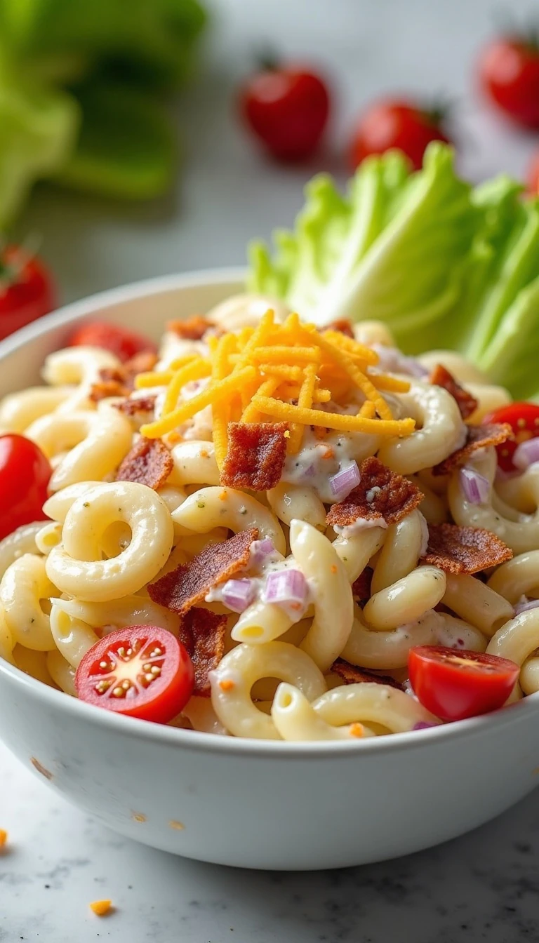 Easy BLT Pasta Salad Recipe with Creamy Ranch Dressing
