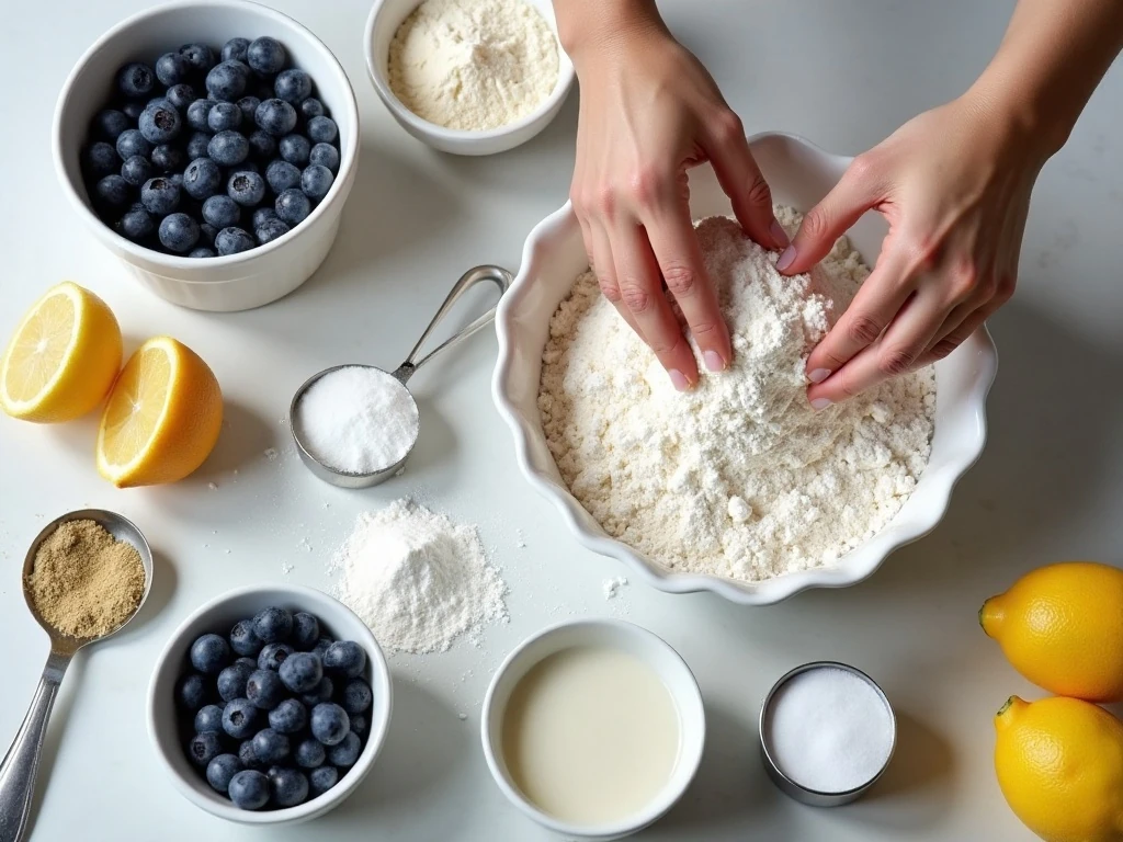 Ingredients for easy blueberry cobbler
