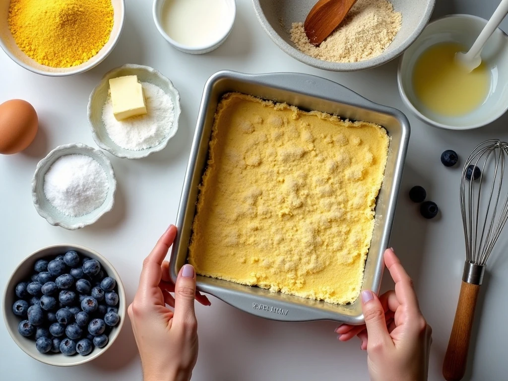 Ingredients for homemade blueberry cornbread