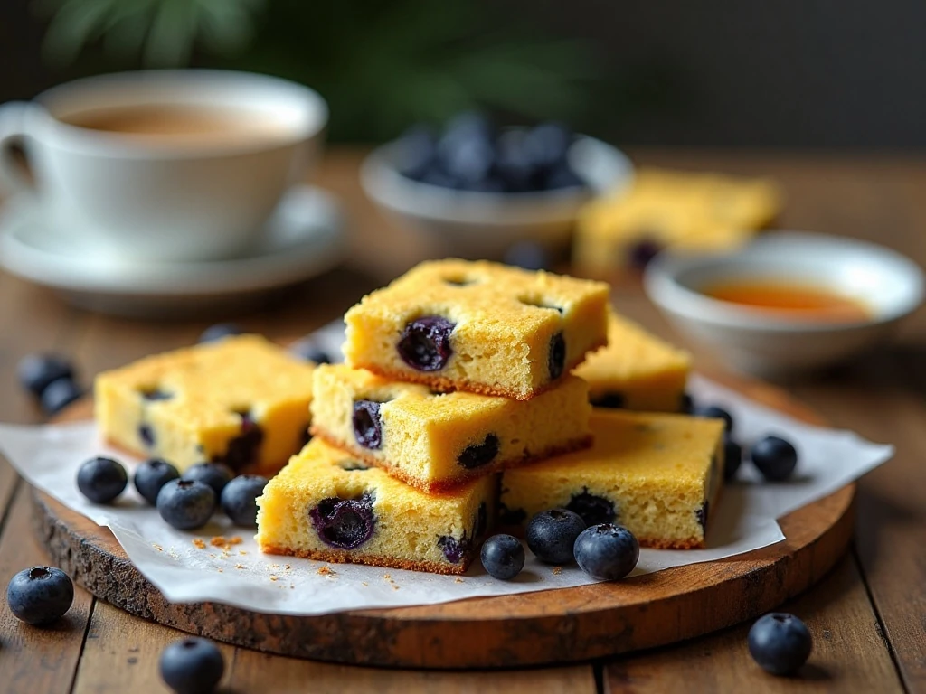 Blueberry cornbread served for brunch