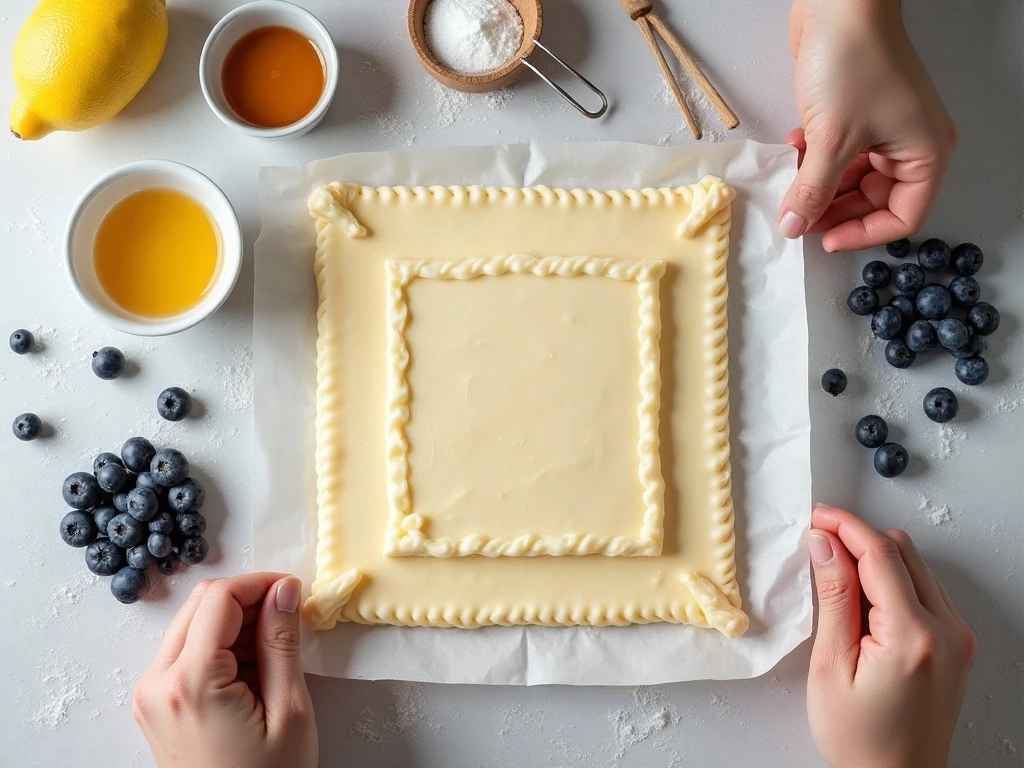Ingredients for easy blueberry cream cheese pastry