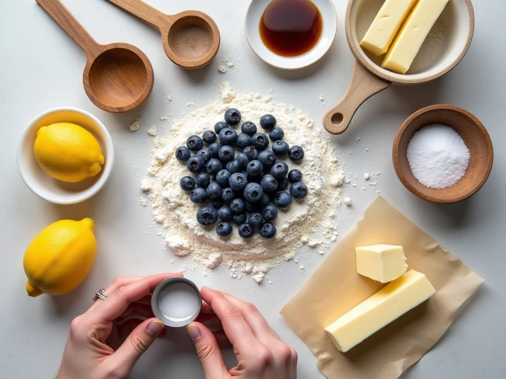 Ingredients for an easy blueberry galette