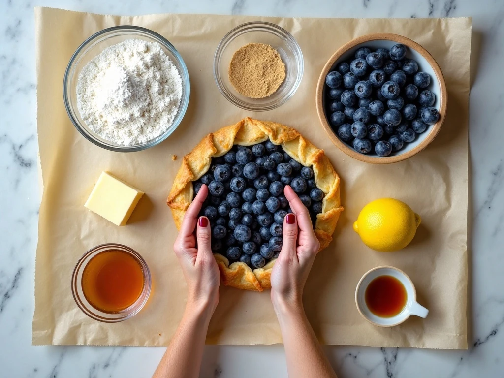 Ingredients for an easy rustic blueberry galette