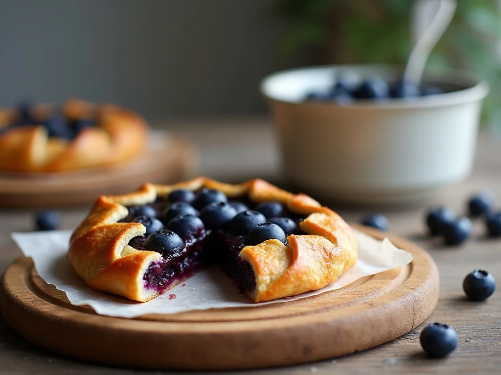 Cooled blueberry galette ready to store or serve