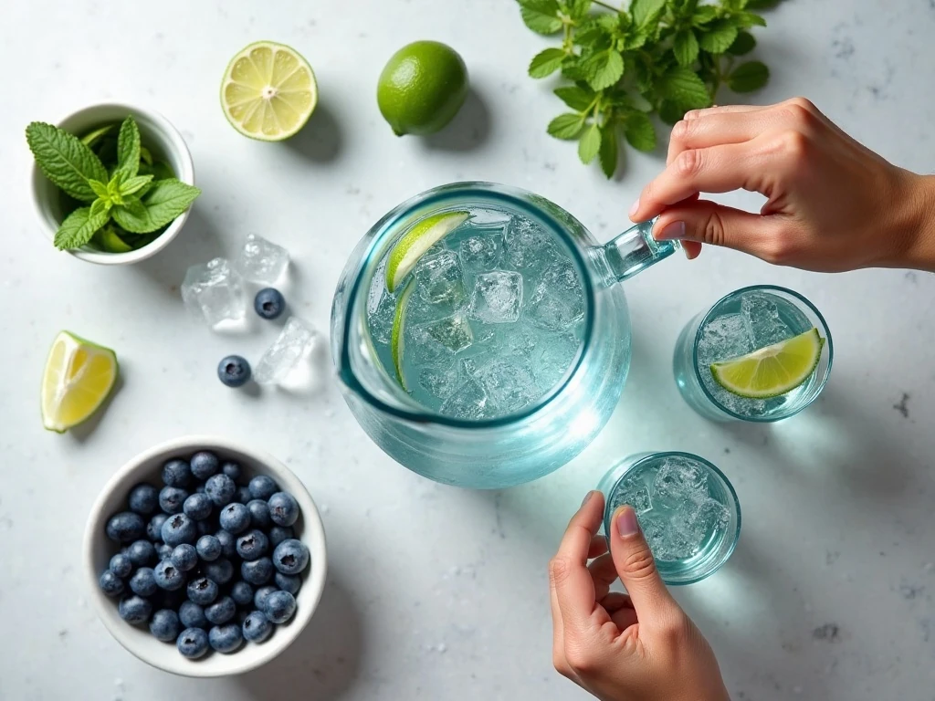 Ingredients for blueberry lime infused water