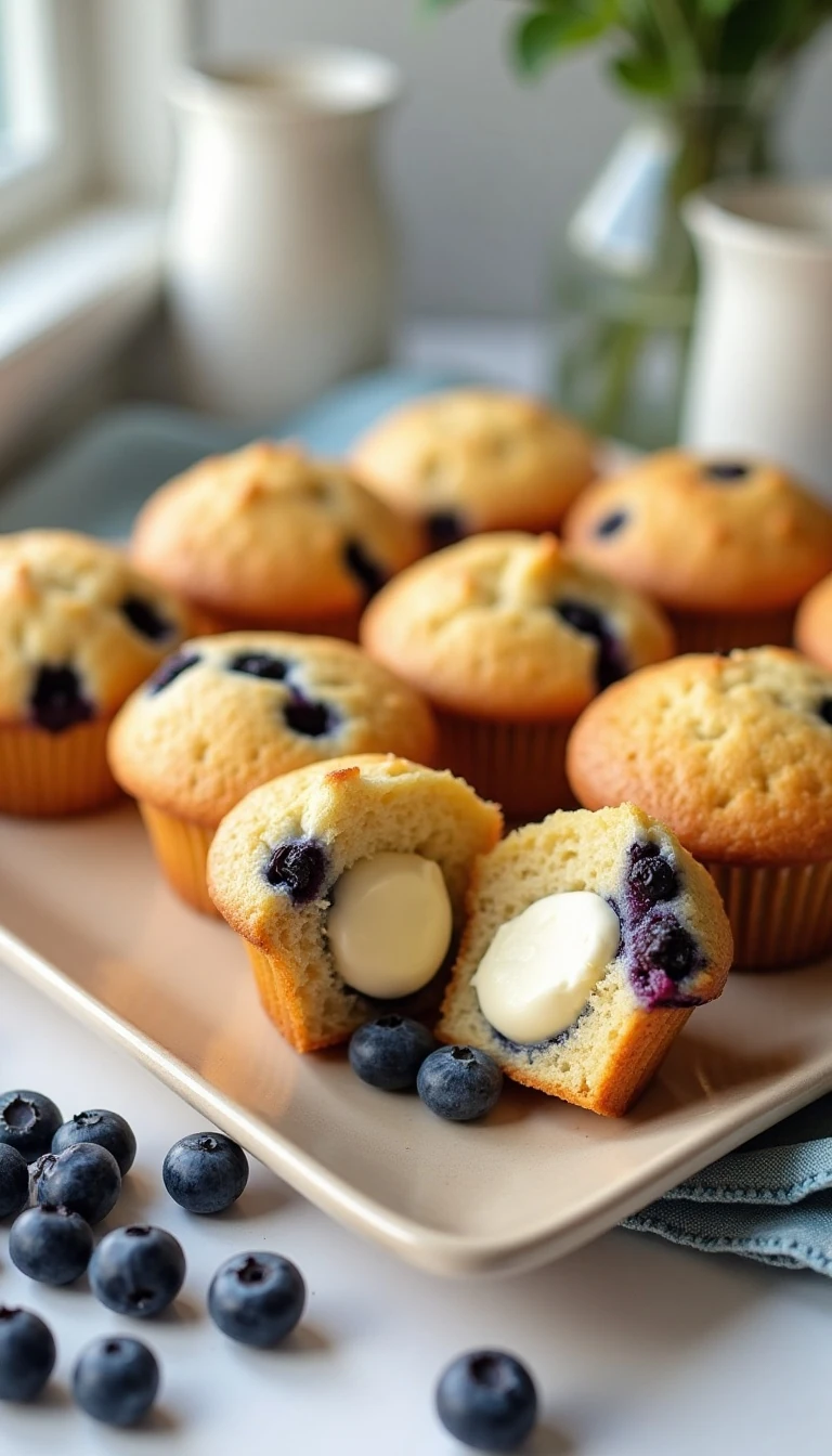 Blueberry Muffins with Cream Cheese Filling Recipe