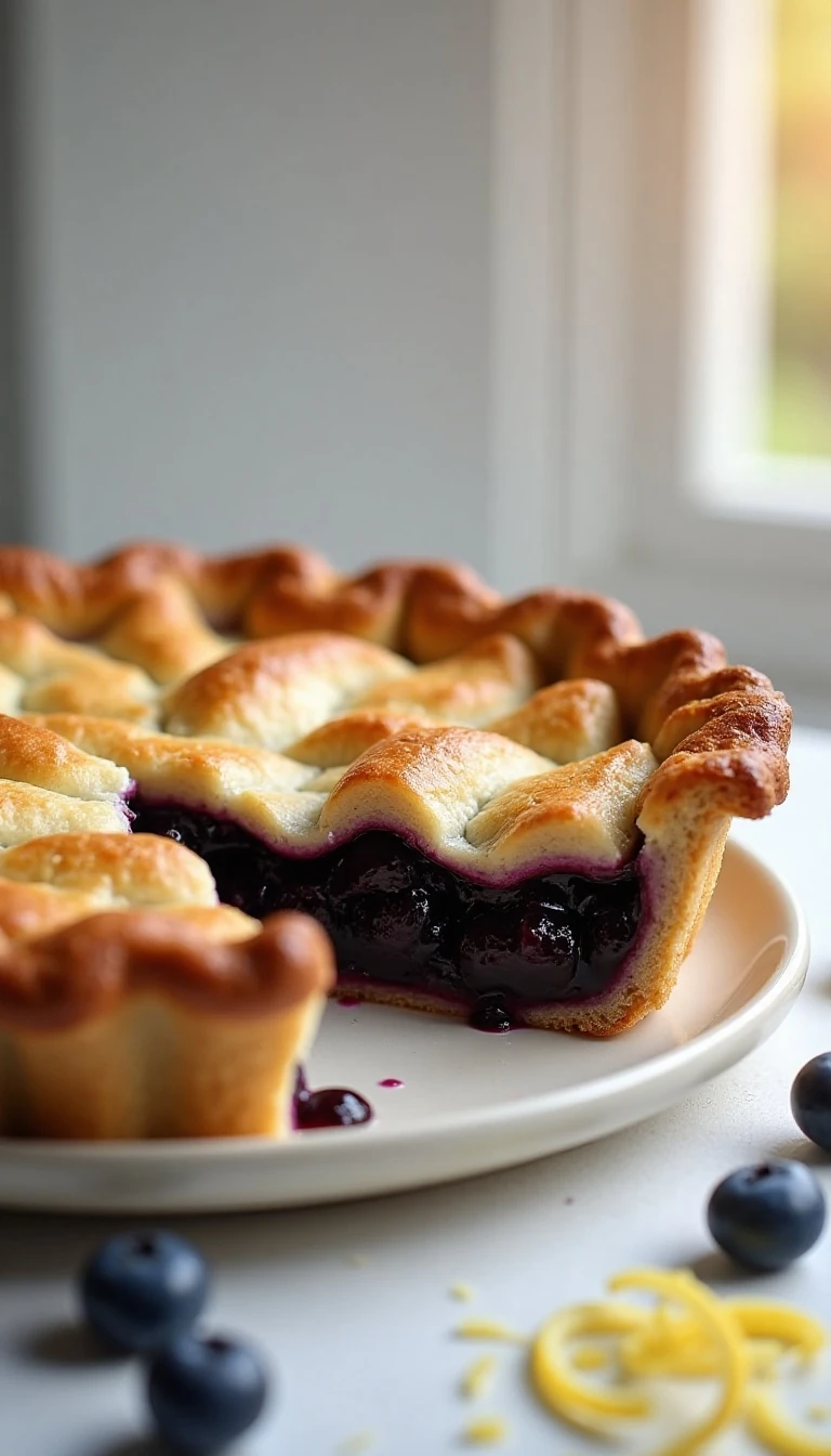 The Secret to a Perfect Blueberry Pie with Flaky Golden Crust