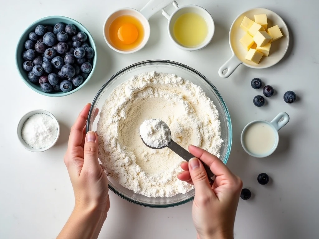 Ingredients for easy blueberry tea buns