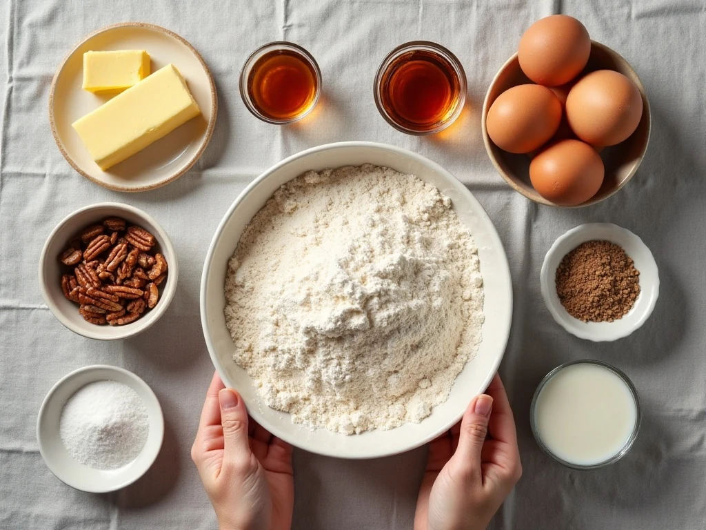 Ingredients for authentic Southern bourbon cake