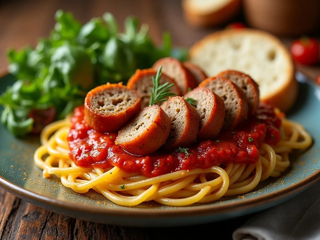 Tender Italian braciole served over pasta with tomato sauce