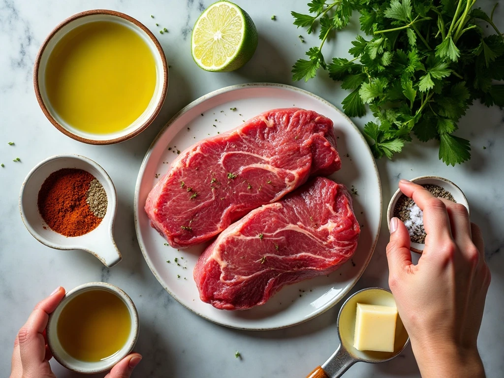 Ingredients for garlic-lime Brazilian steak marinade
