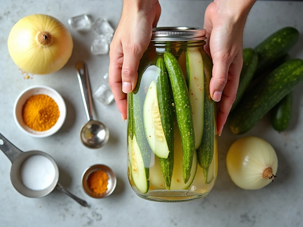 Ingredients for an easy bread and butter pickle recipe