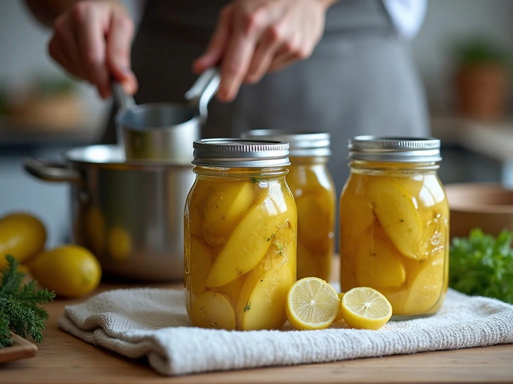 Sealed jars of bread and butter pickles cooling after canning