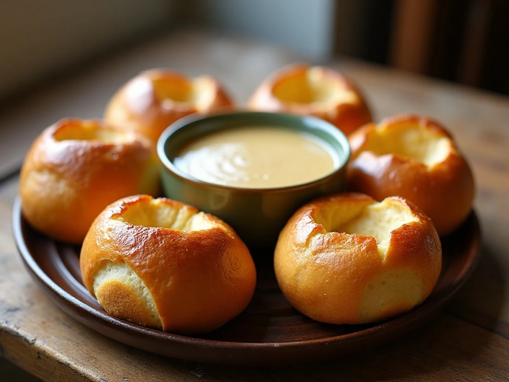 Homemade bread bowls served with creamy soup
