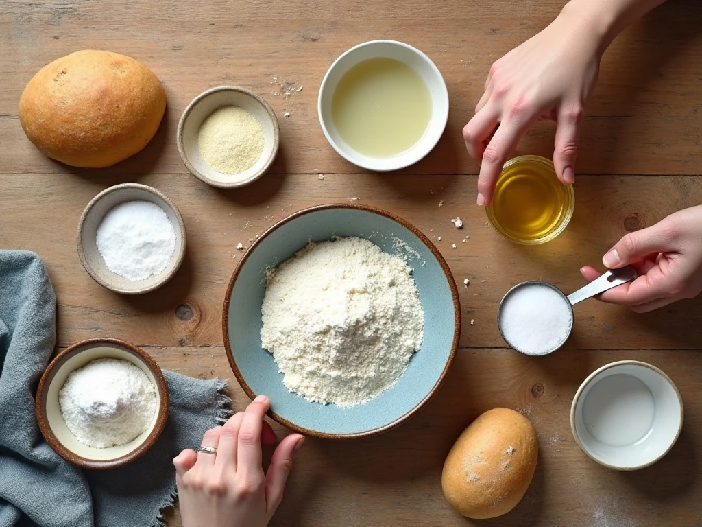 Ingredients for homemade bread bowls