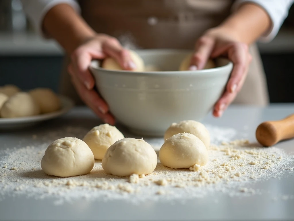 Kneading dough for homemade bread bowls