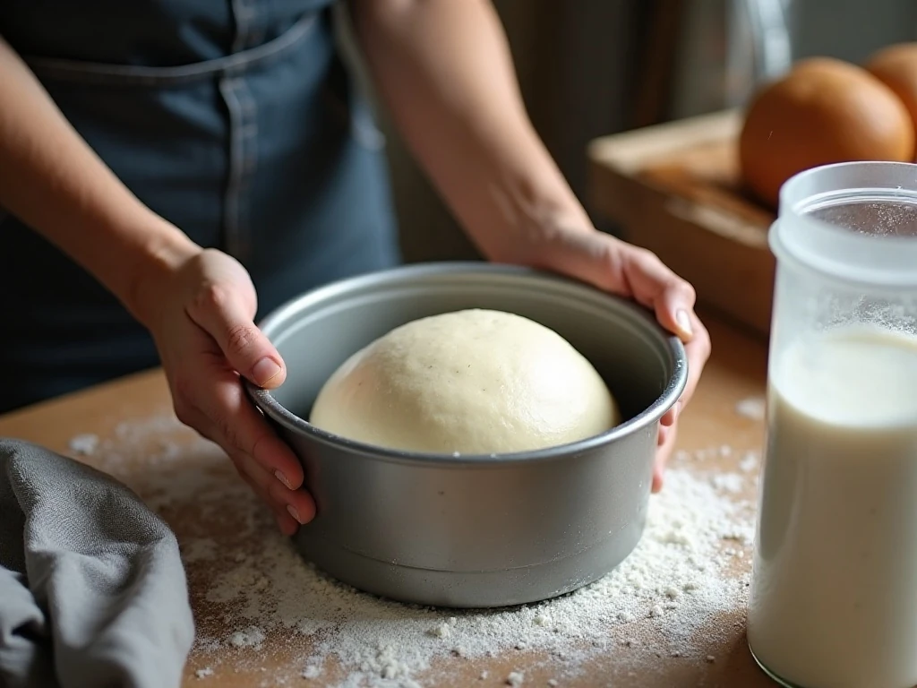 Checking Italian bread dough during bread machine kneading