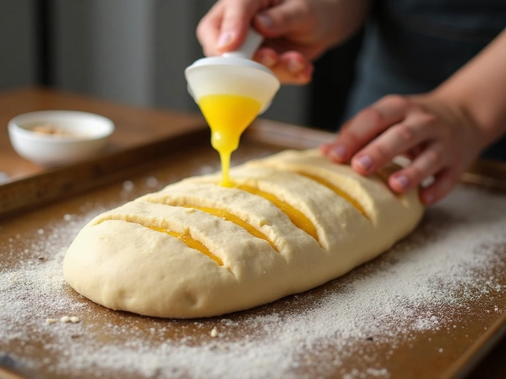 Shaped oval Italian bread ready for oven baking